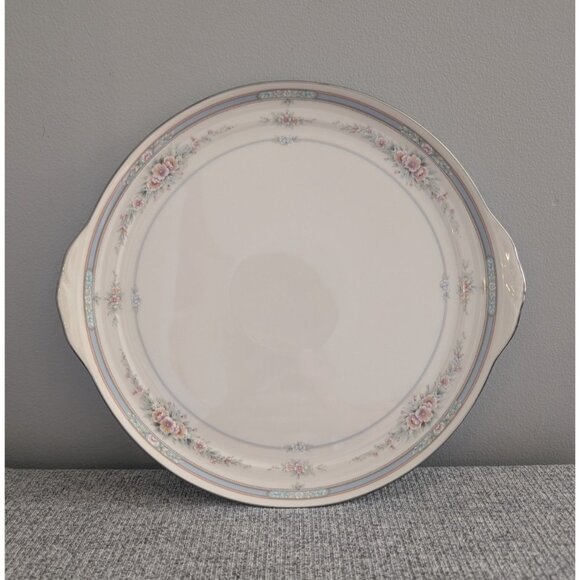 Noritake "Rothschild" Ivory China, Handled Cake Plate/Platter, Platinum Trim EUC - Picture 1 of 4